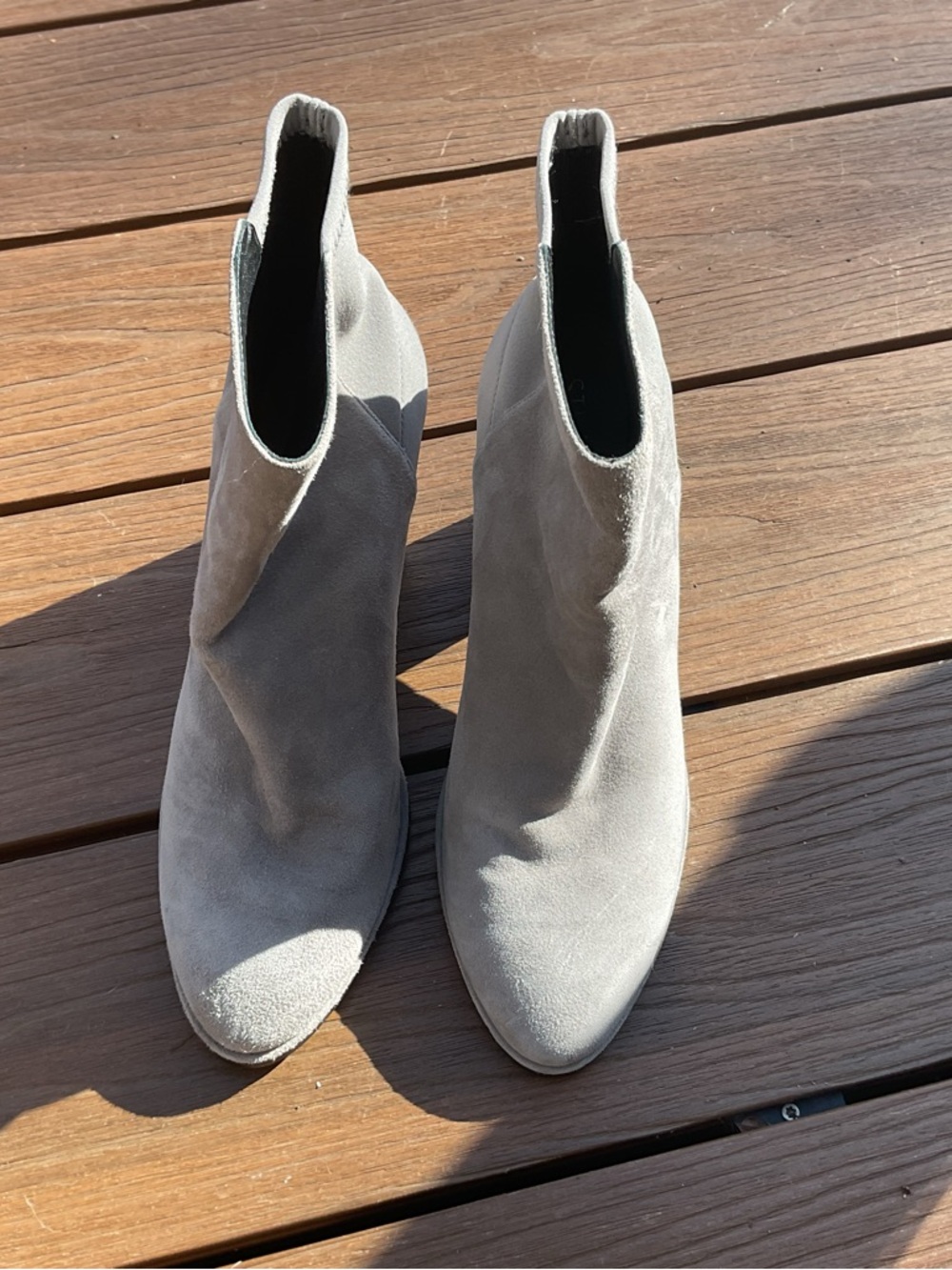 Women's Suede Ankle Booties in Light Gray